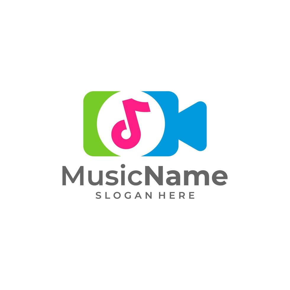 Ilustración de icono de vector de logotipo de cámara de música. plantilla de diseño de logotipo de música de cámara