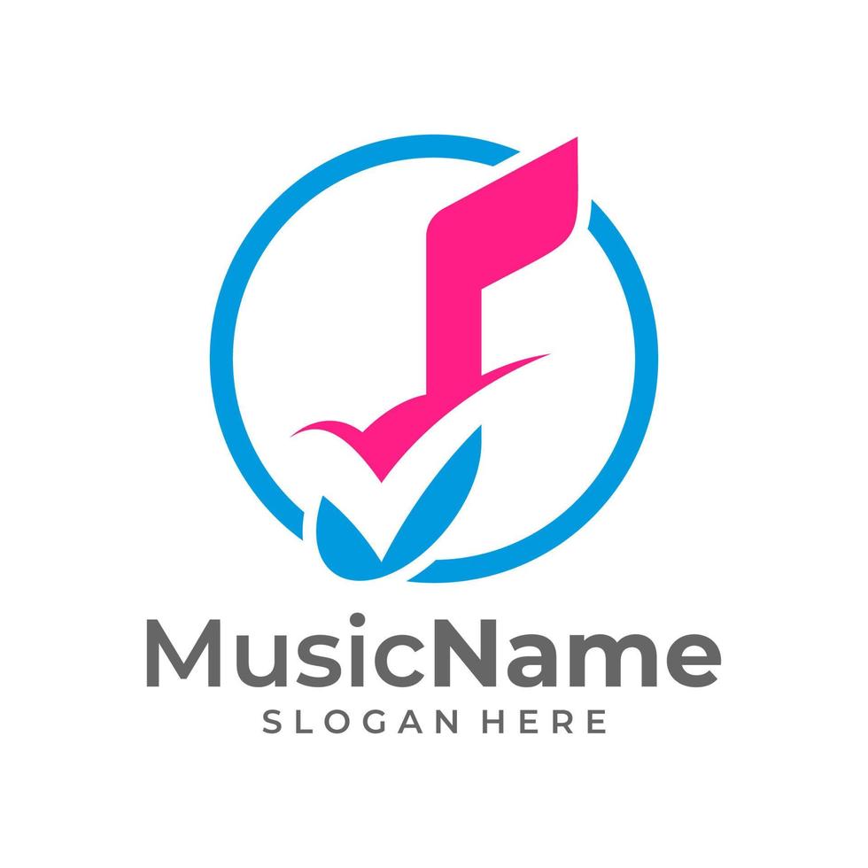 Music Check Logo Vector Icon Illustration. Check Music logo design template