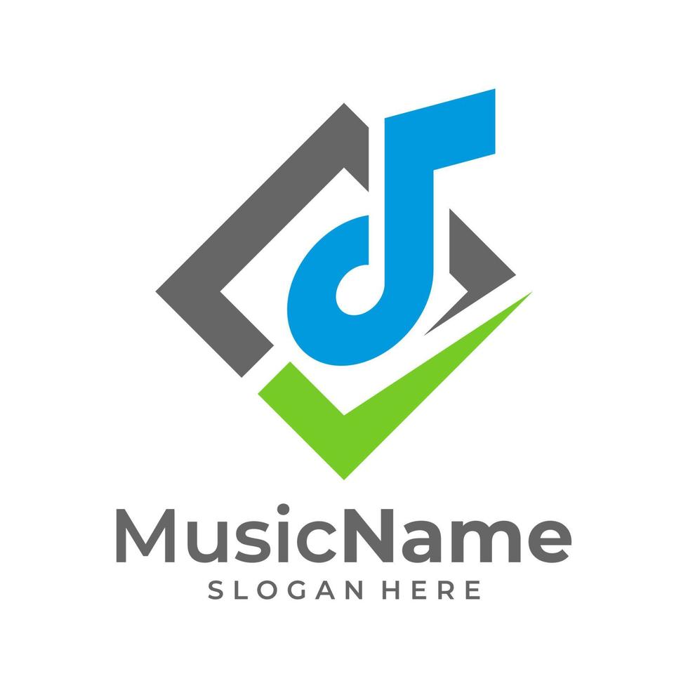 Music Check Logo Vector Icon Illustration. Check Music logo design template