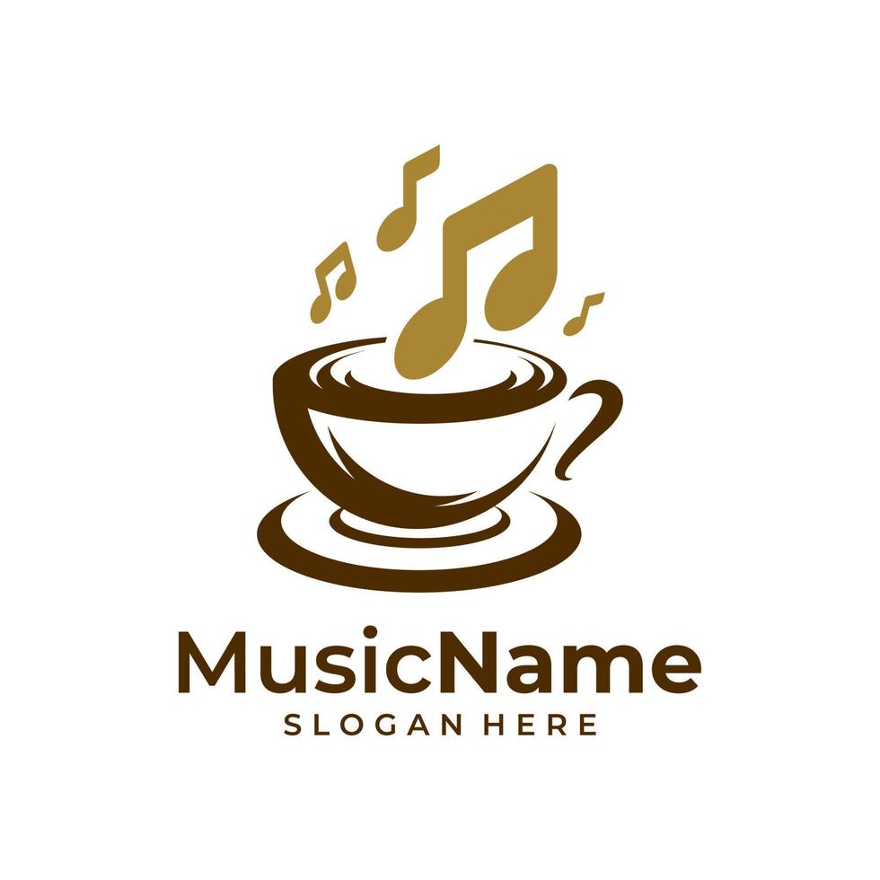 Ilustración de icono de vector de logotipo de café de música. plantilla de diseño de logotipo de música de café