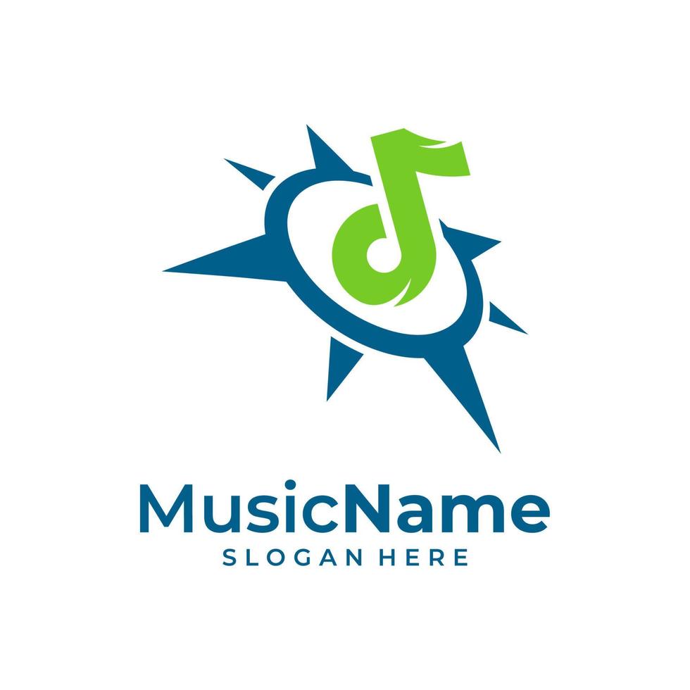 Music Compass Logo Vector Icon Illustration. Compass Music logo design template