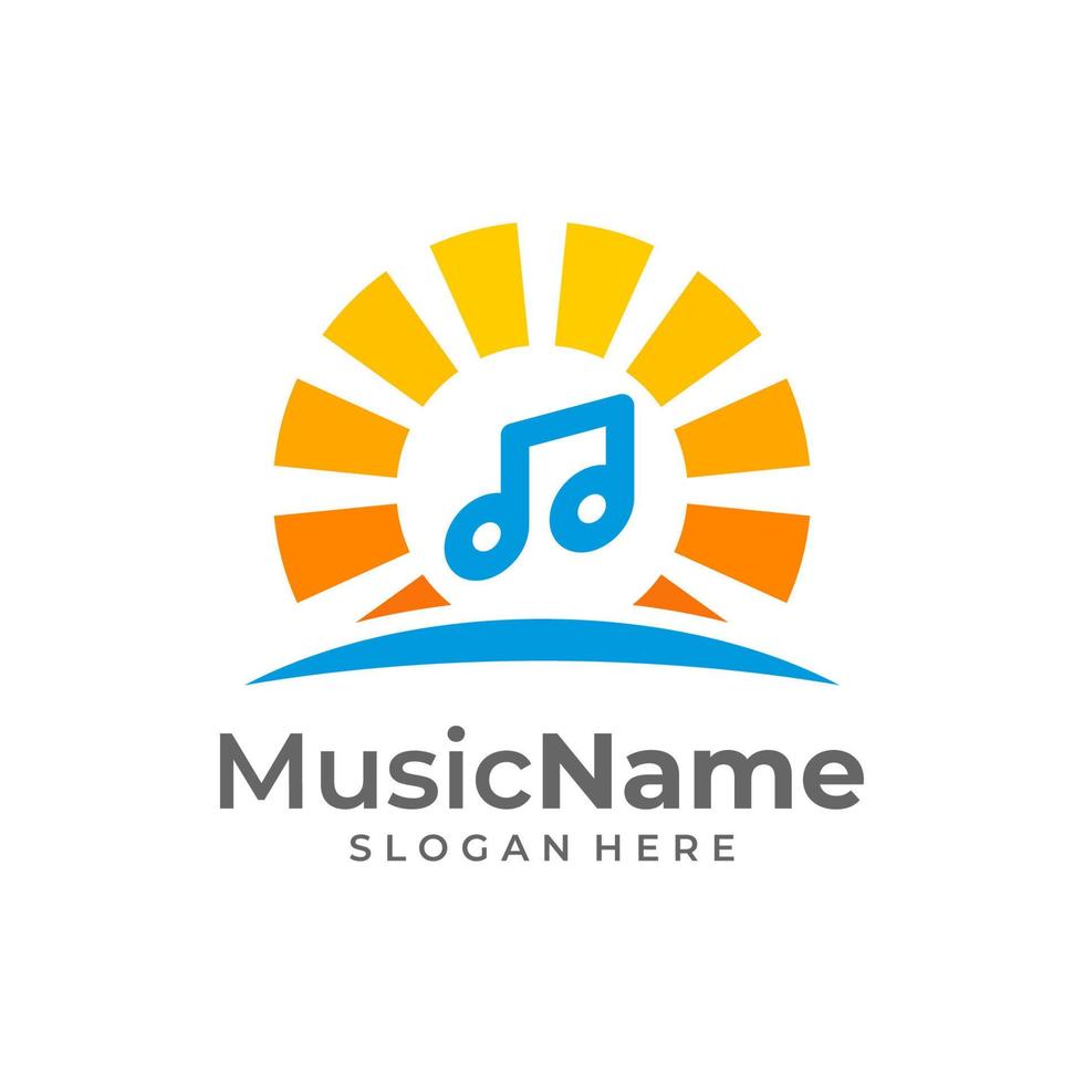 Music Sun Logo Vector Icon Illustration. Sun Music logo design template