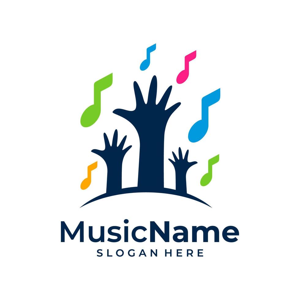 música niños logo vector icono ilustración. plantilla de diseño de logotipo de música infantil