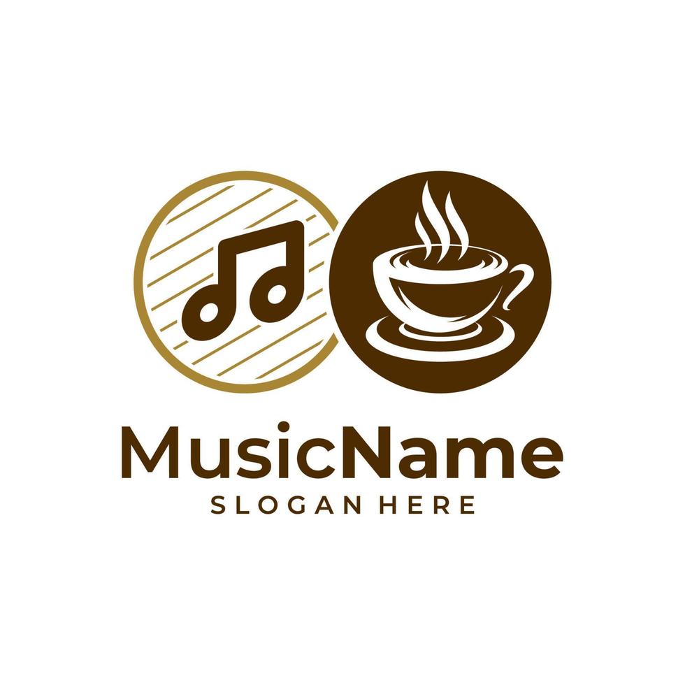 Ilustración de icono de vector de logotipo de café de música. plantilla de diseño de logotipo de música de café