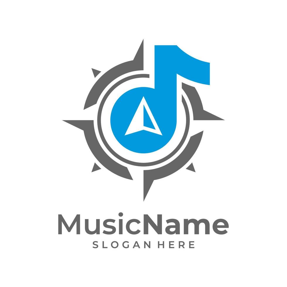 Music Compass Logo Vector Icon Illustration. Compass Music logo design template