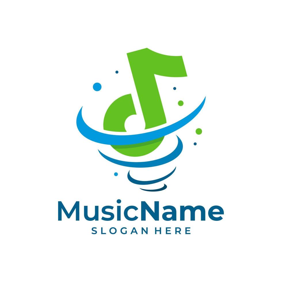 Tornado Music Logo Vector. Music Tornado logo design template vector