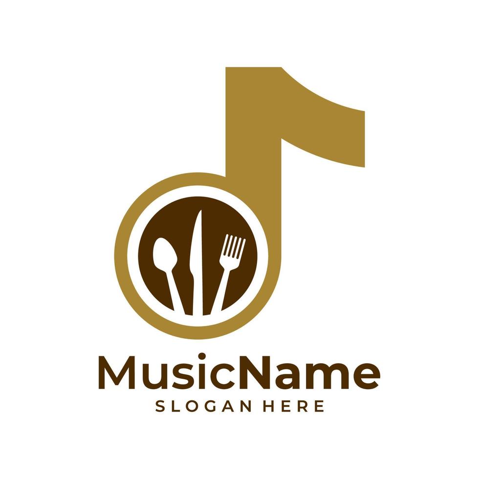 Food Music Logo Vector. Music Food logo design template vector