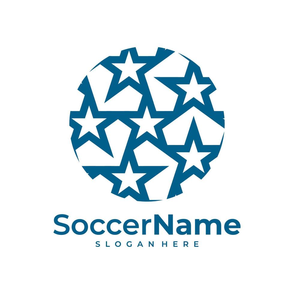 plantilla de logotipo de fútbol estrella, vector de diseño de logotipo de estrella de fútbol