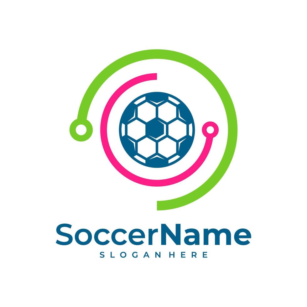 Tech Soccer logo template, Football Tech logo design vector