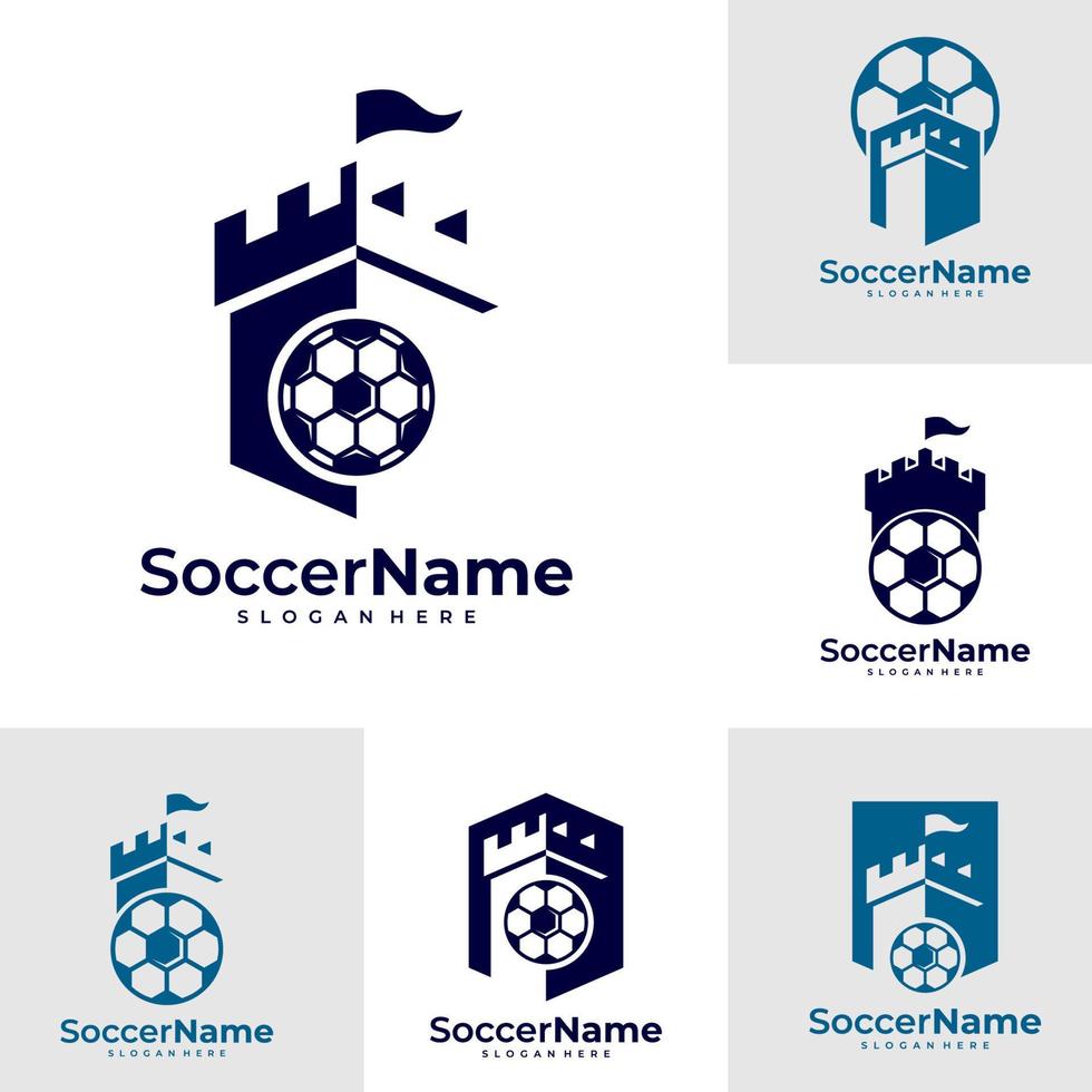 conjunto de plantilla de logotipo de fútbol de castilla, vector de diseño de logotipo de fútbol de castilla