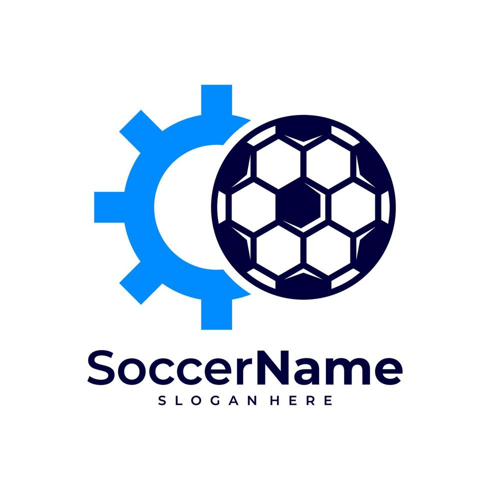 Gear Soccer logo template, Football Gear logo design vector