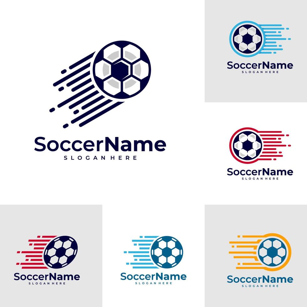 Set of Fast Soccer logo template, Football Fast logo design vector