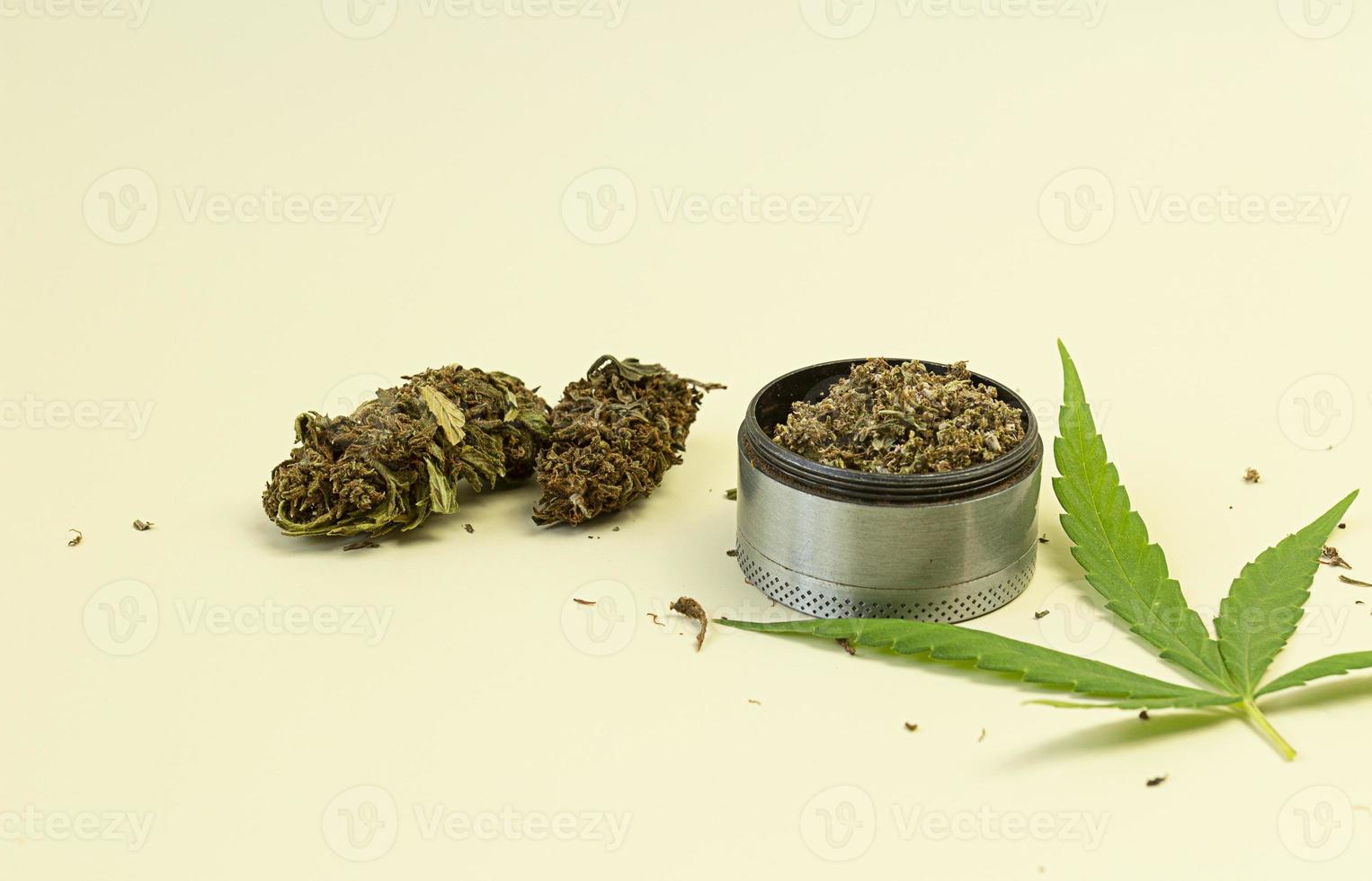 Cannabis Bulk Grinder, Dry Buds of Cannabis with fresh leaves. 13453107  Stock Photo at Vecteezy