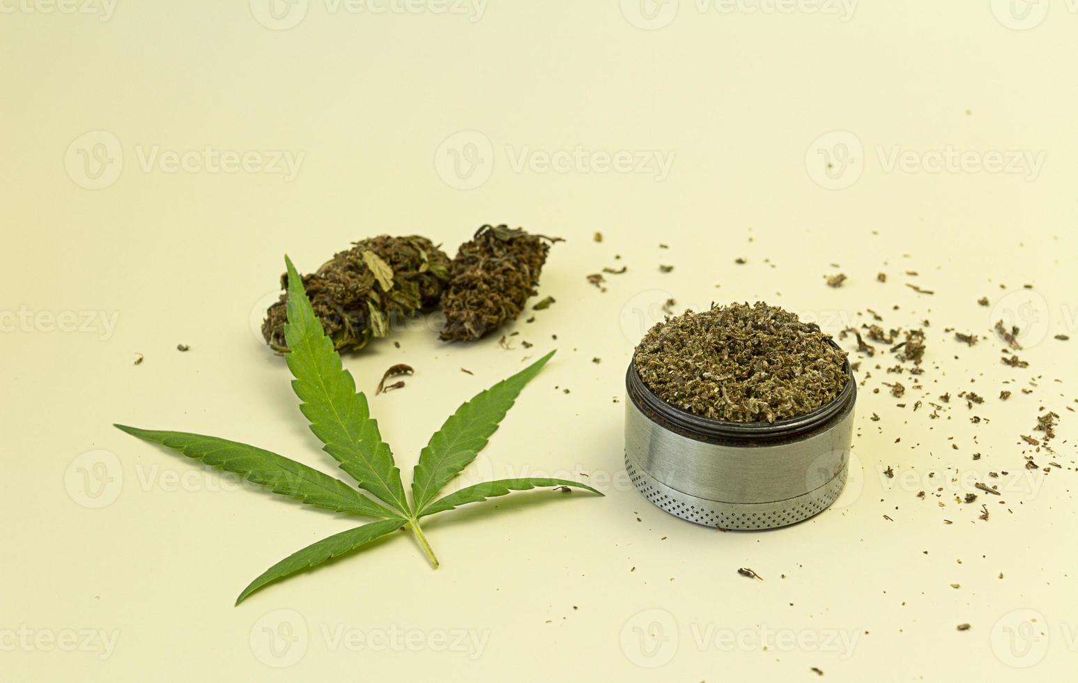 Cannabis Bulk Grinder, Dry Buds of Cannabis with fresh leaves. 13453110  Stock Photo at Vecteezy