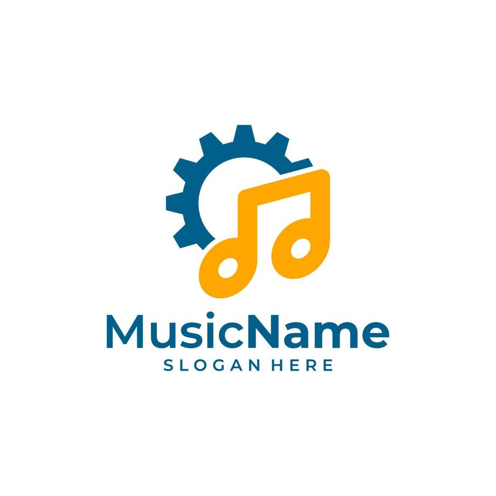 Music Gear Logo Vector Icon Illustration. Gear Music logo design template