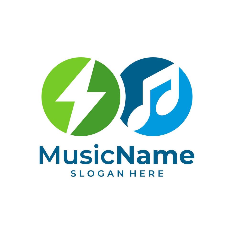 ilustración de icono de vector de logotipo de trueno de música. plantilla de diseño de logotipo de música de trueno