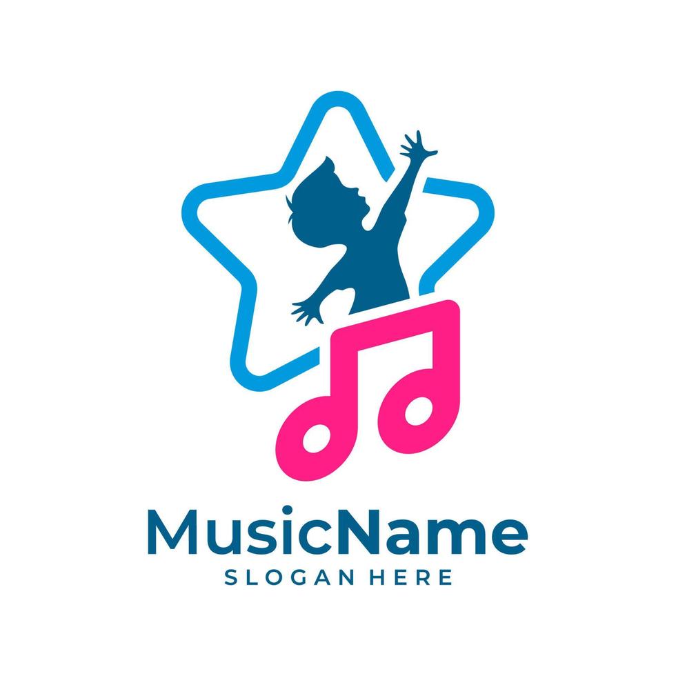Music Kids Logo Vector Icon Illustration. Child Music logo design template
