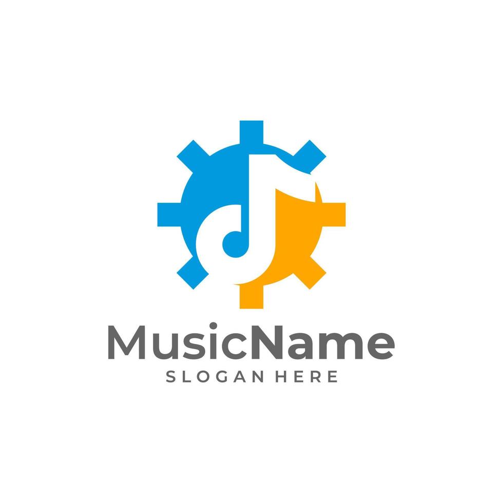 Music Gear Logo Vector Icon Illustration. Gear Music logo design template