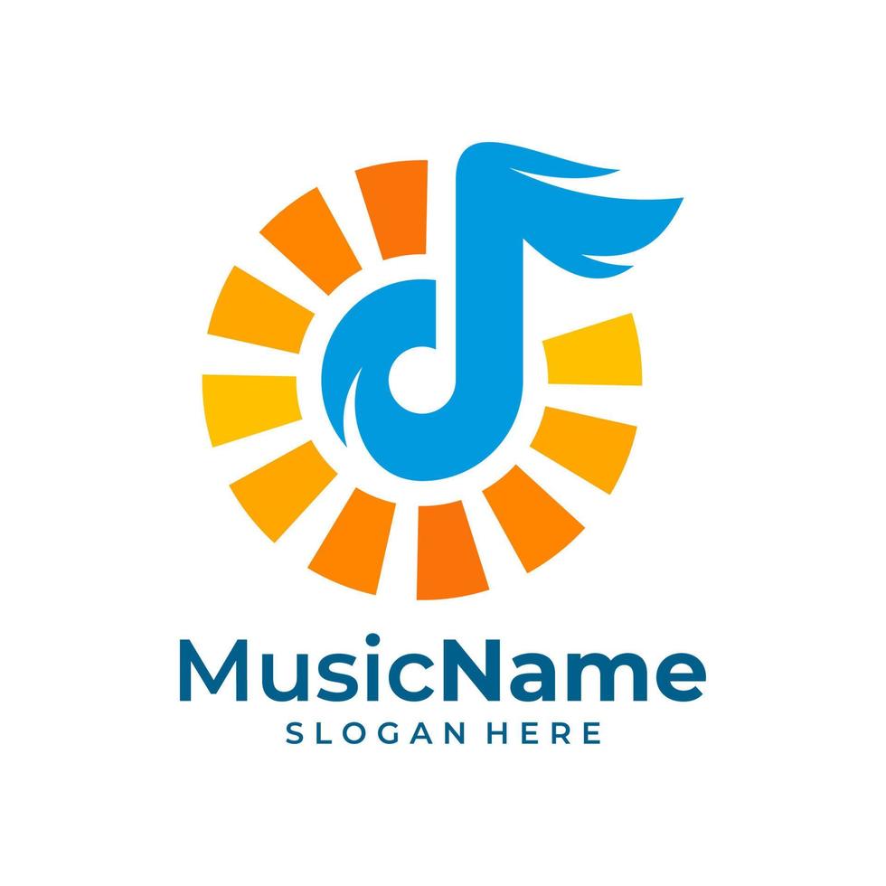 Music Sun Logo Vector Icon Illustration. Sun Music logo design template