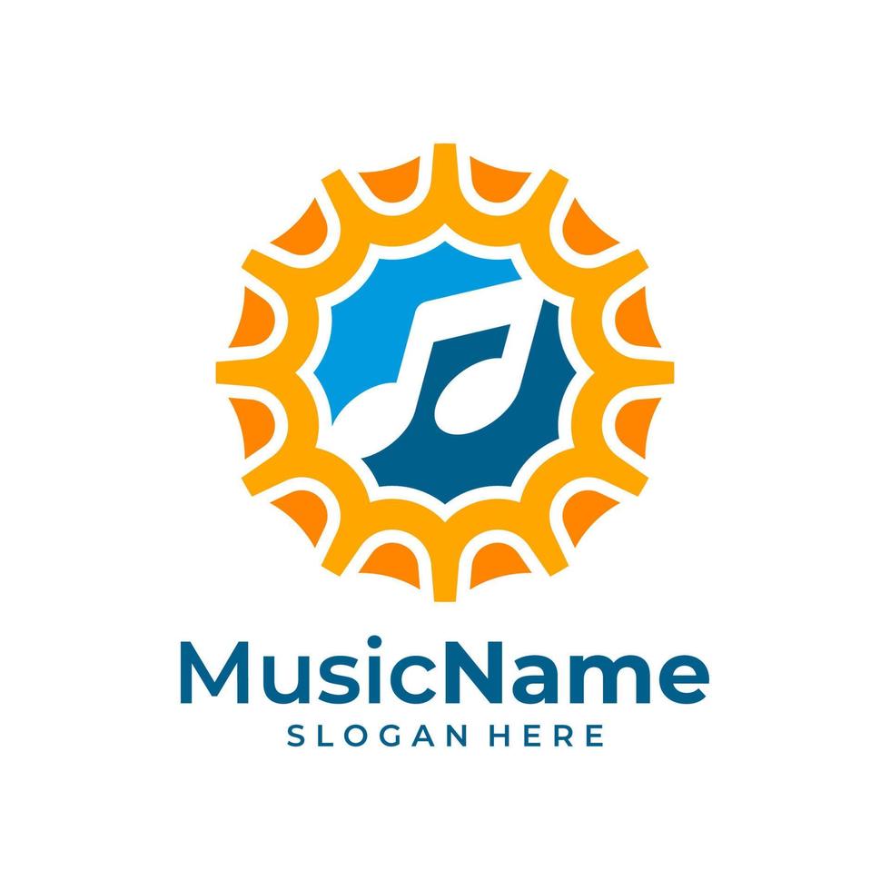 Music Sun Logo Vector Icon Illustration. Sun Music logo design template