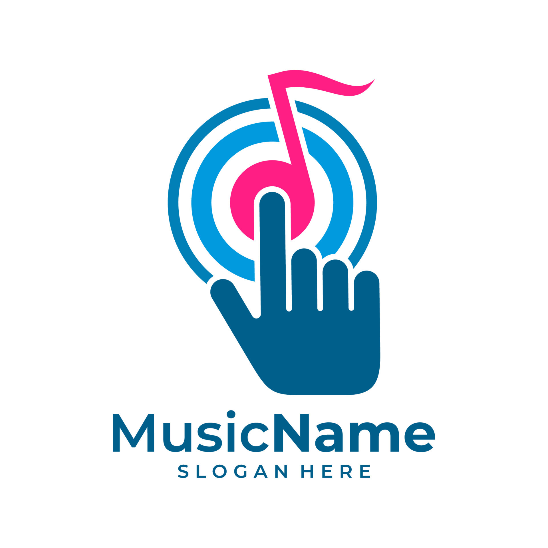 Music Click Logo Vector. Touch Music logo design template 13453332