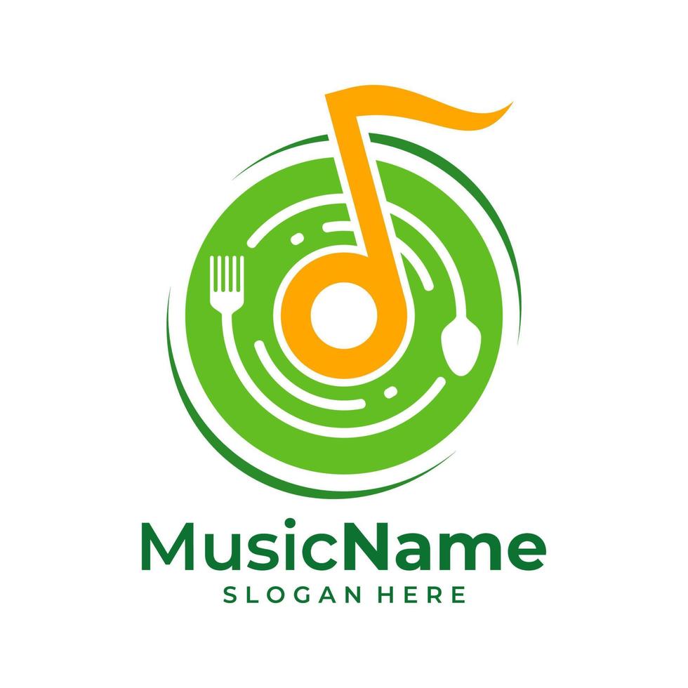 Food Music Logo Vector. Music Food logo design template vector