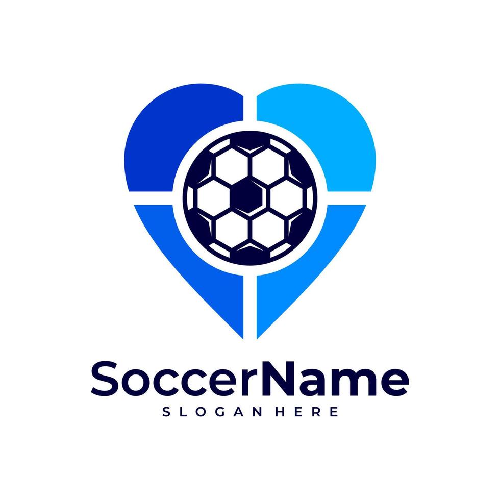 plantilla de logotipo de fútbol de amor, vector de diseño de logotipo de amor de fútbol