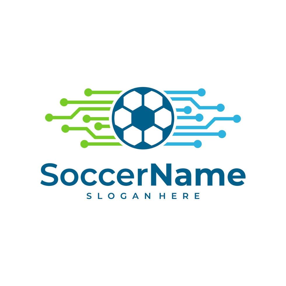 Tech Soccer logo template, Football Tech logo design vector