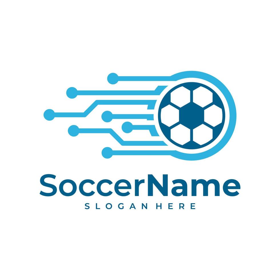 Tech Soccer logo template, Football Tech logo design vector