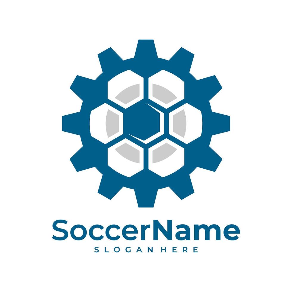 Gear Soccer logo template, Football Gear logo design vector