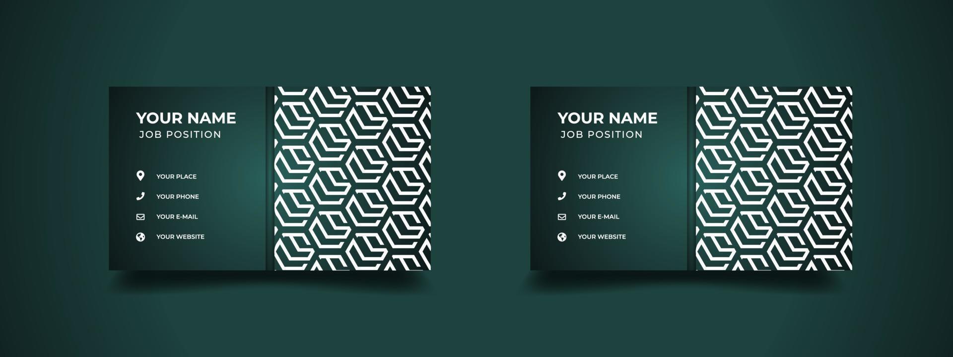 Luxury business card design with dark background and elegant pattern vector