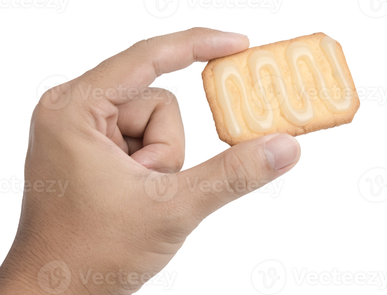 Hand holding a cracker isolated png