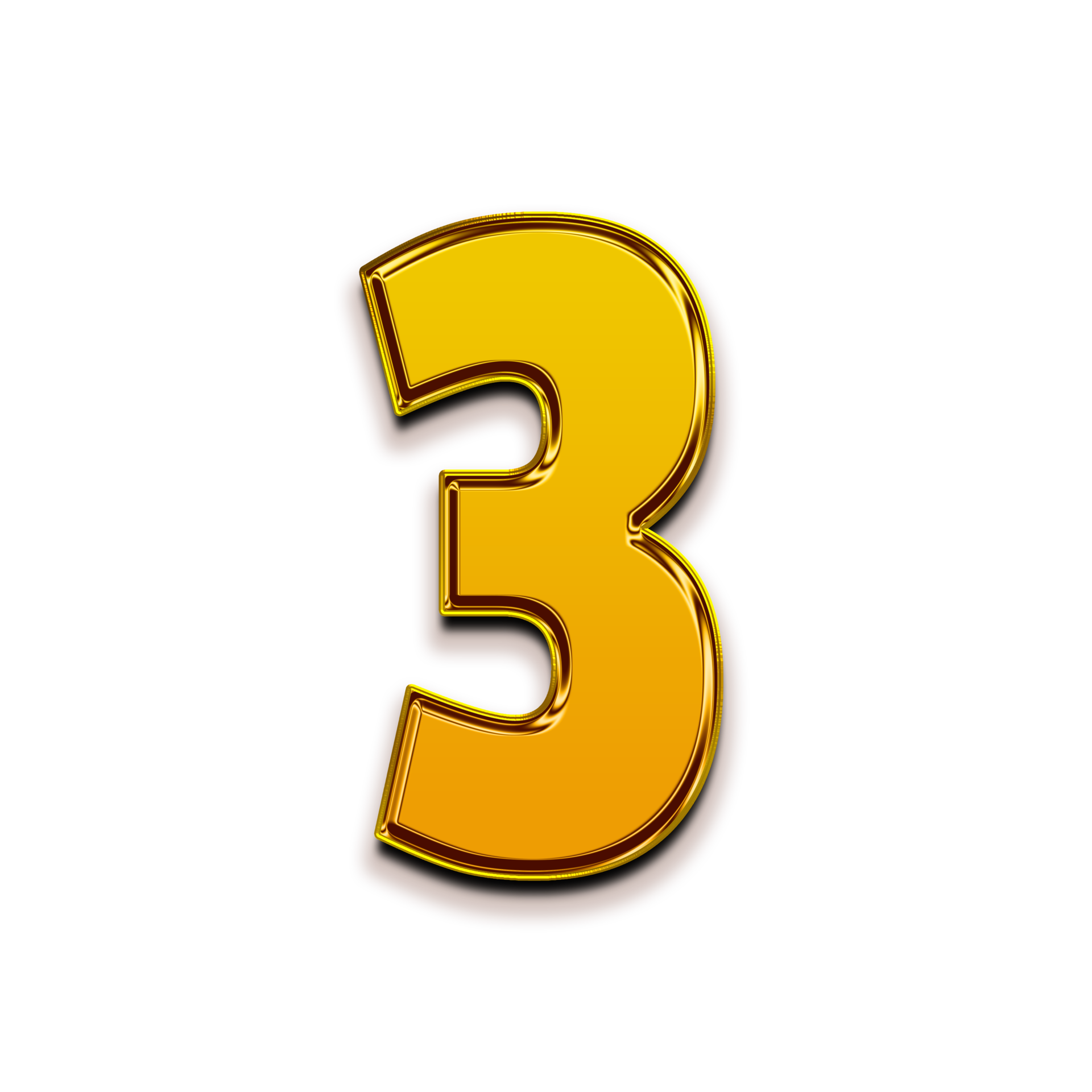 3 three number golden yellow metal letter Vector Image