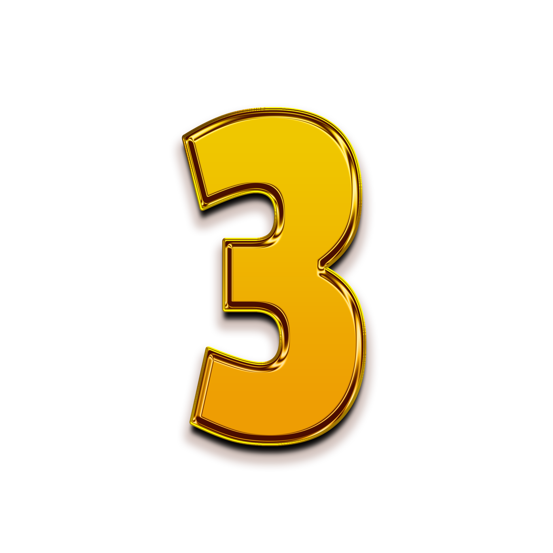 3 three numbers vector gold yellow metal letters numbers 3 numeric