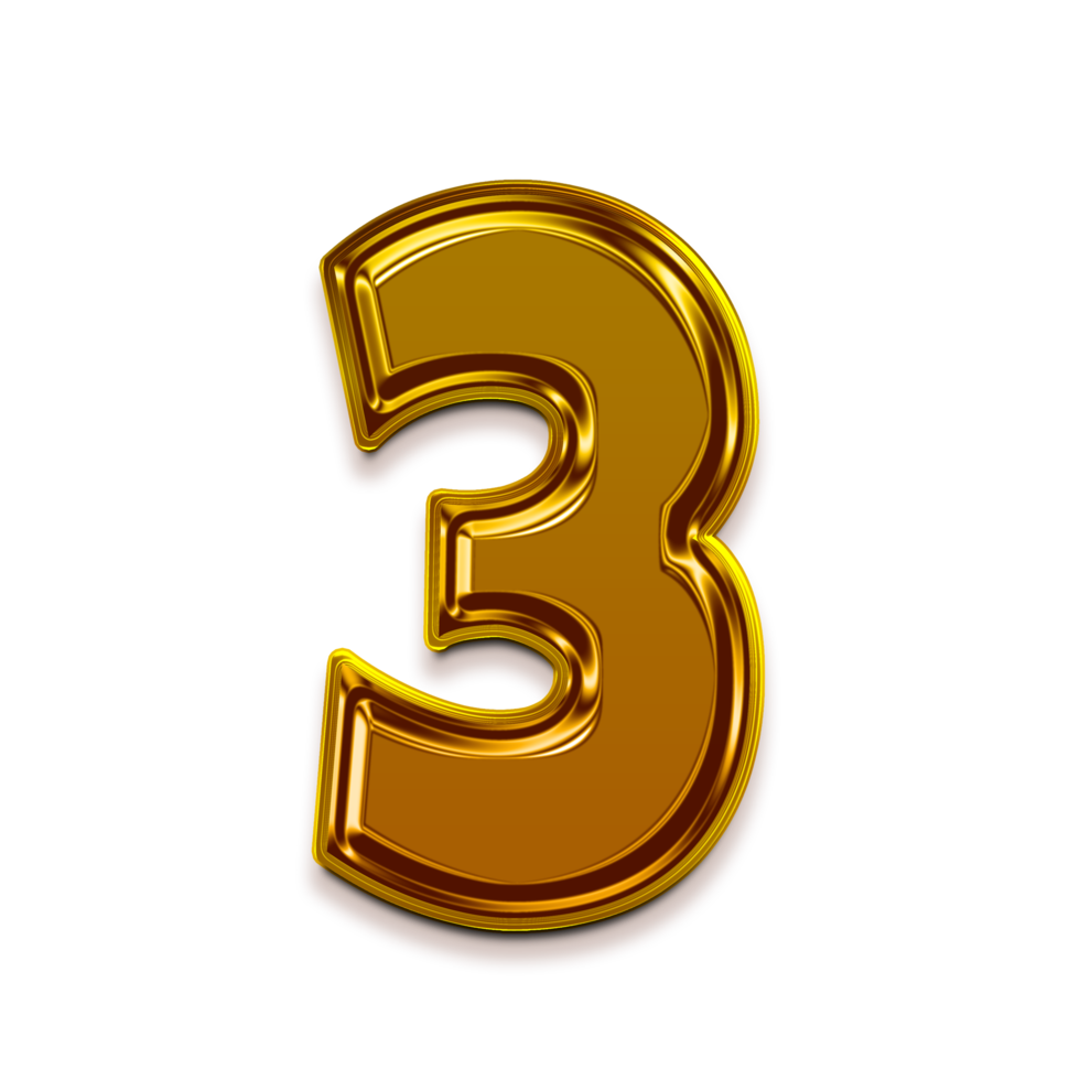 Gold Number 3 png