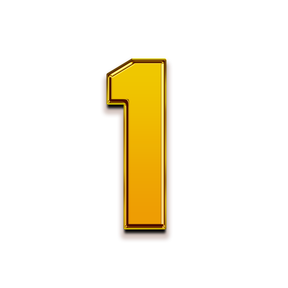 Number 1 3d Gold One png