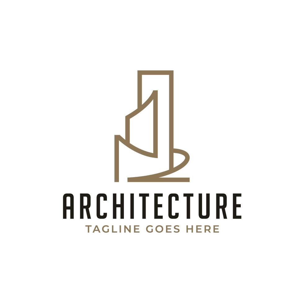 Luxury Urban Building Skyscraper Linear Logo Design vector
