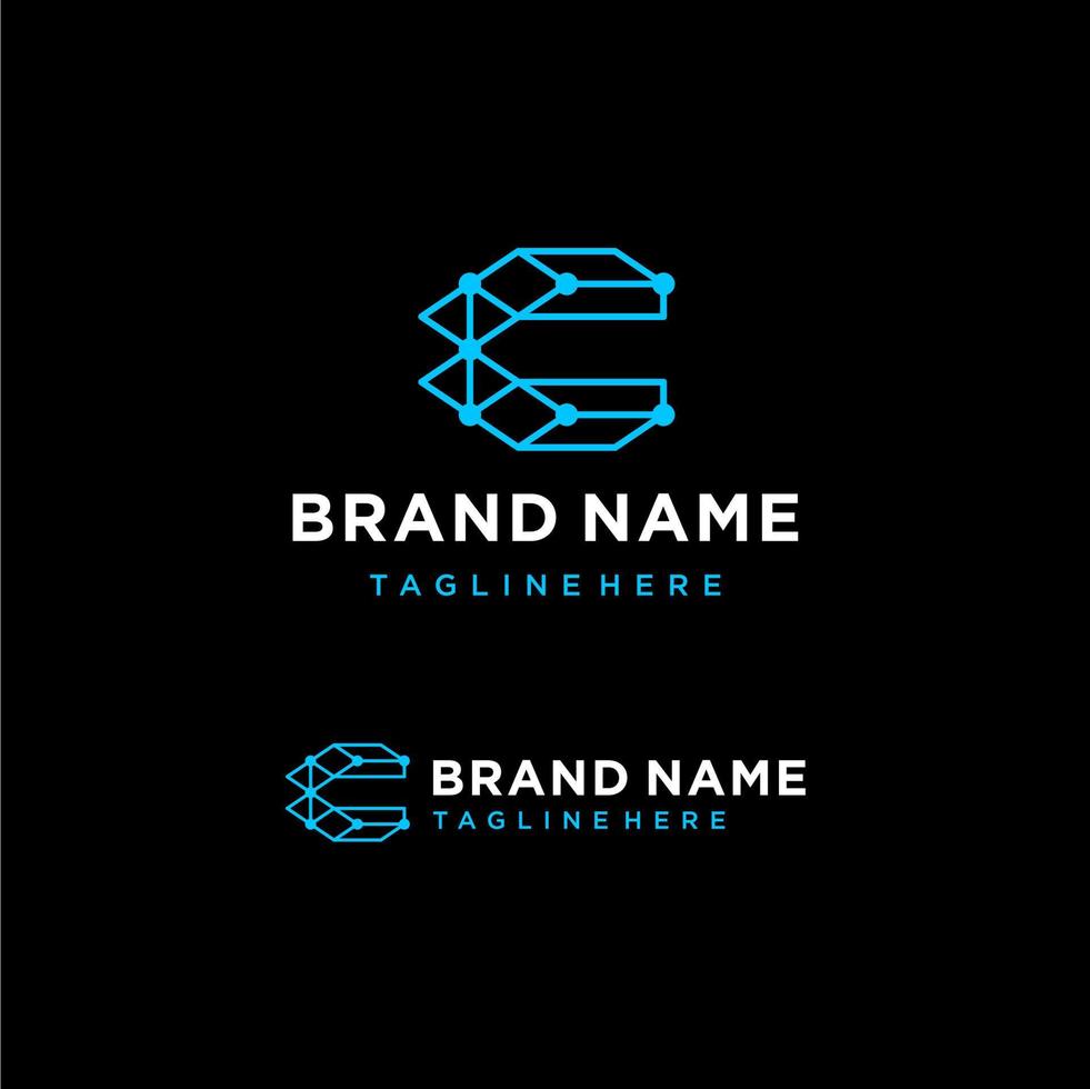 Tech Letter C Logo. Creative Logotype design for luxury company branding. vector