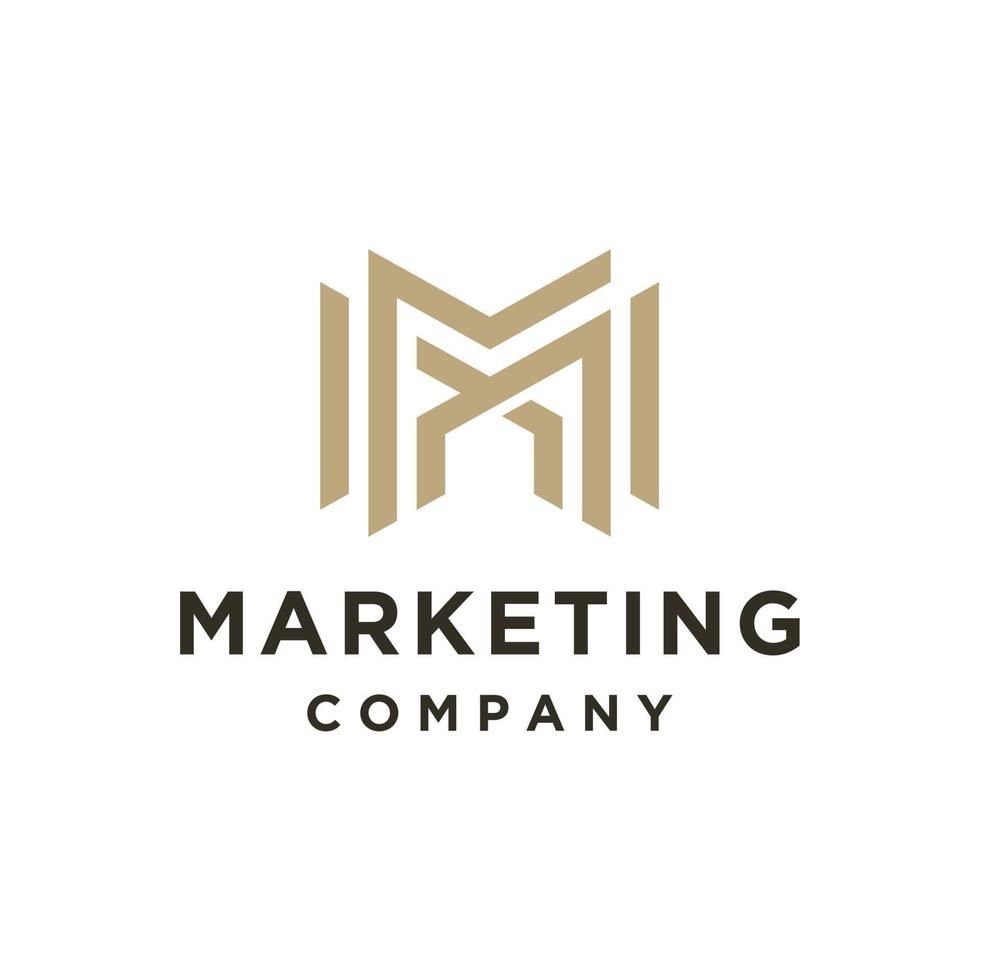 Elegant Gold Letter M Logo. Creative Logotype design for luxury company branding. vector