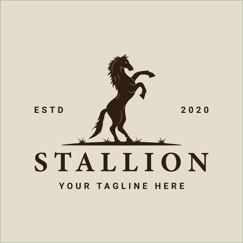 horse jumping logo vintage vector illustration template icon graphic design. stallion wild animal sign or symbol for farm and ranch concept or mascot delivery industry or logistic