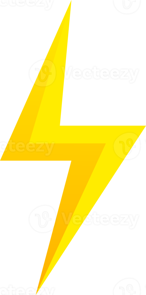 illustration créative de l'icône de flash d'éclairage de tonnerre et de boulon. tonnerre et icône de coup de foudre électrique de couleur jaune. png