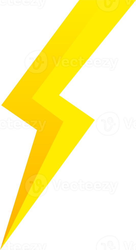 Creative illustration of thunder and bolt lighting flash icon. Thunder and electric power thunderbolt icon in yellow colour. png