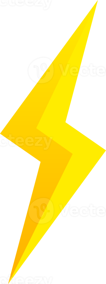 Creative illustration of thunder and bolt lighting flash icon. Thunder and electric power thunderbolt icon in yellow colour. png