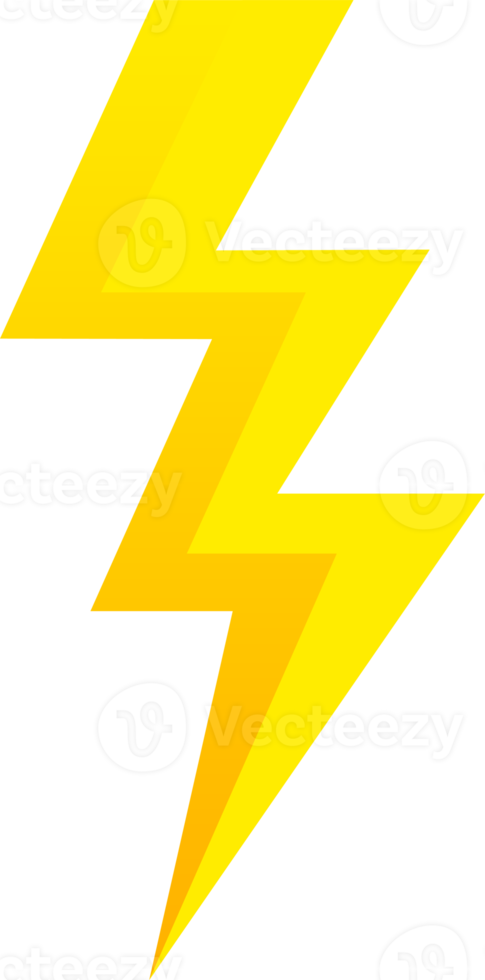 Creative illustration of thunder and bolt lighting flash icon. Thunder and electric power thunderbolt icon in yellow colour. png