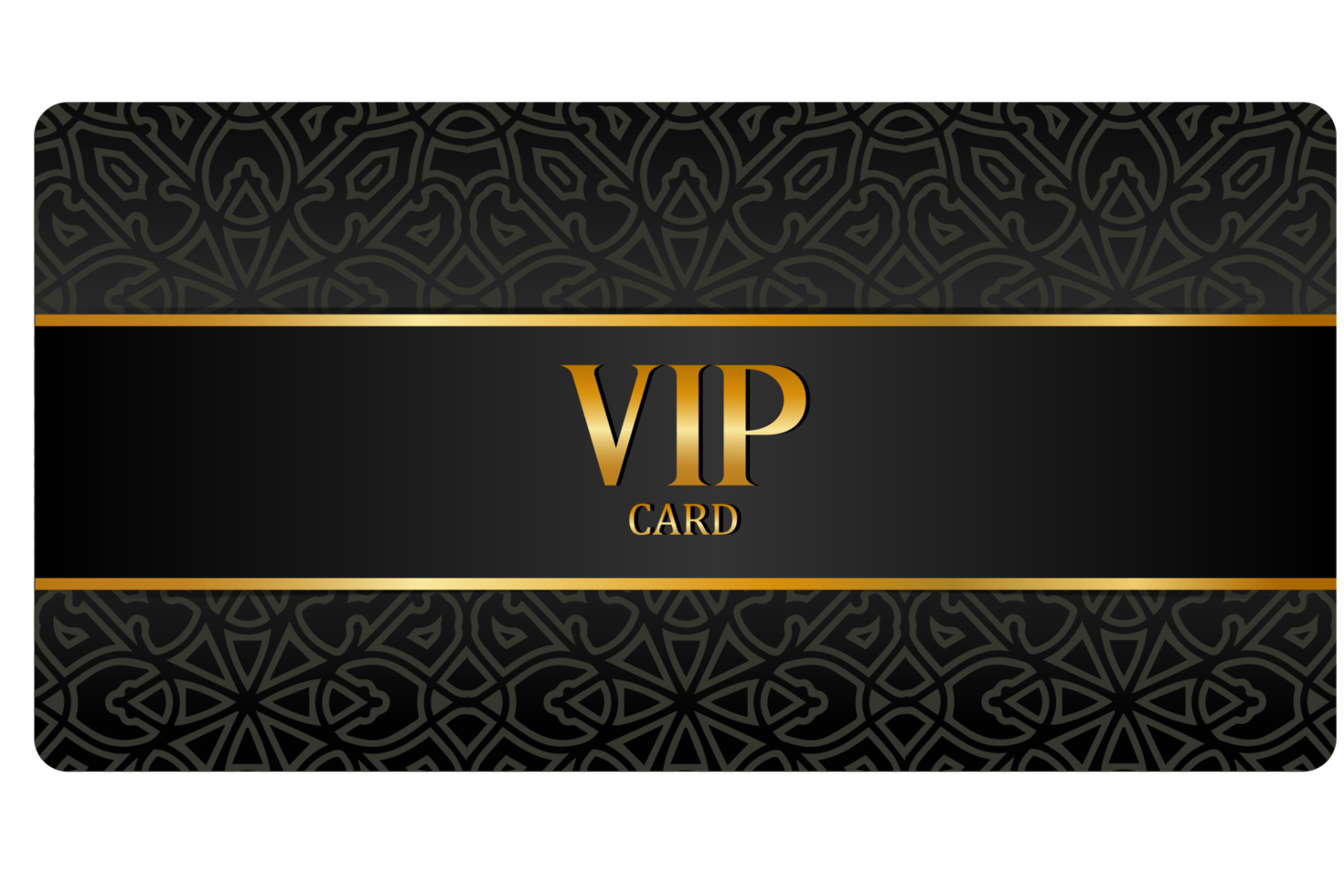 Black VIP card with gold inlay and pattern png