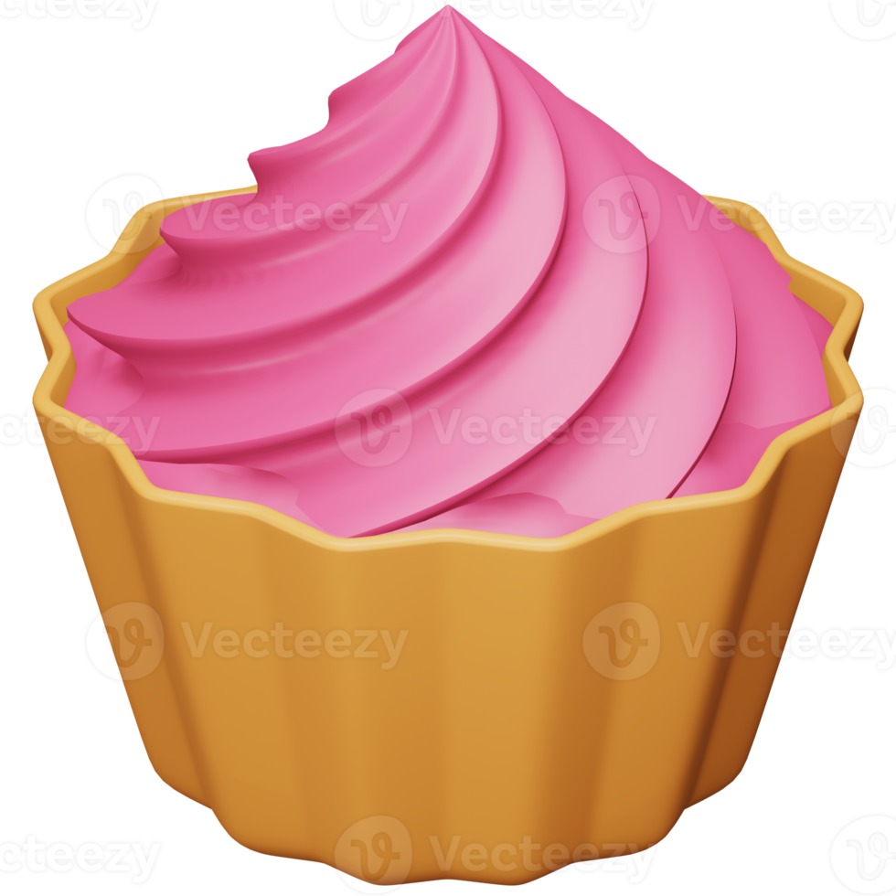 Cup cake 3d rendering isometric icon. png