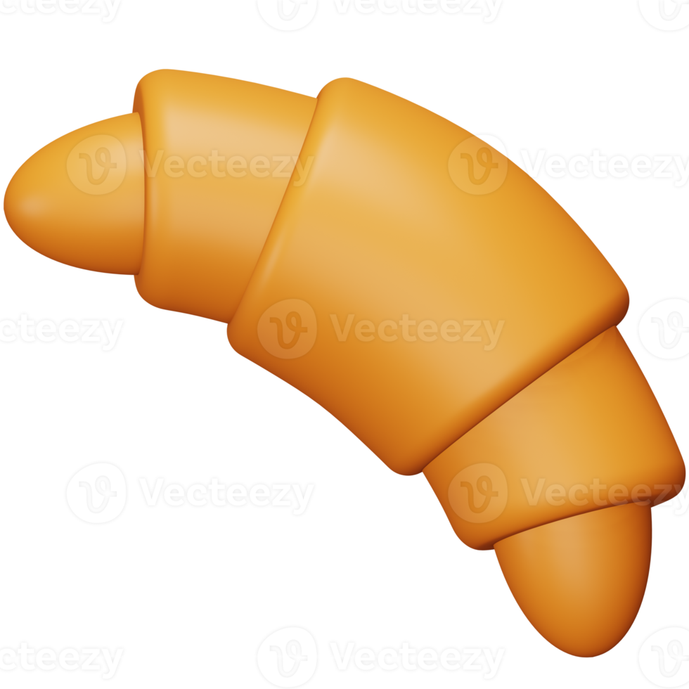 Croissant 3d rendering isometric icon. png