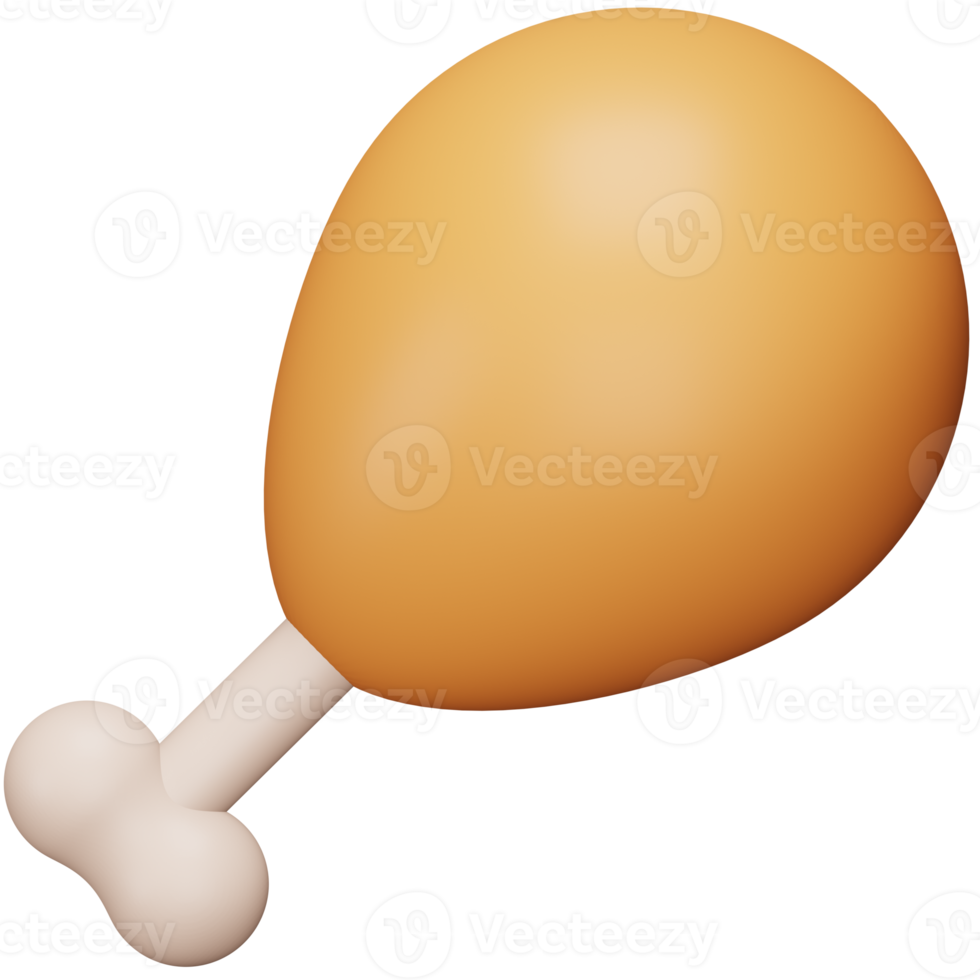 Fried chicken leg 3d rendering isometric icon. png