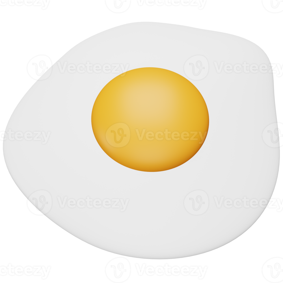 Fried egg 3d rendering isometric icon. png