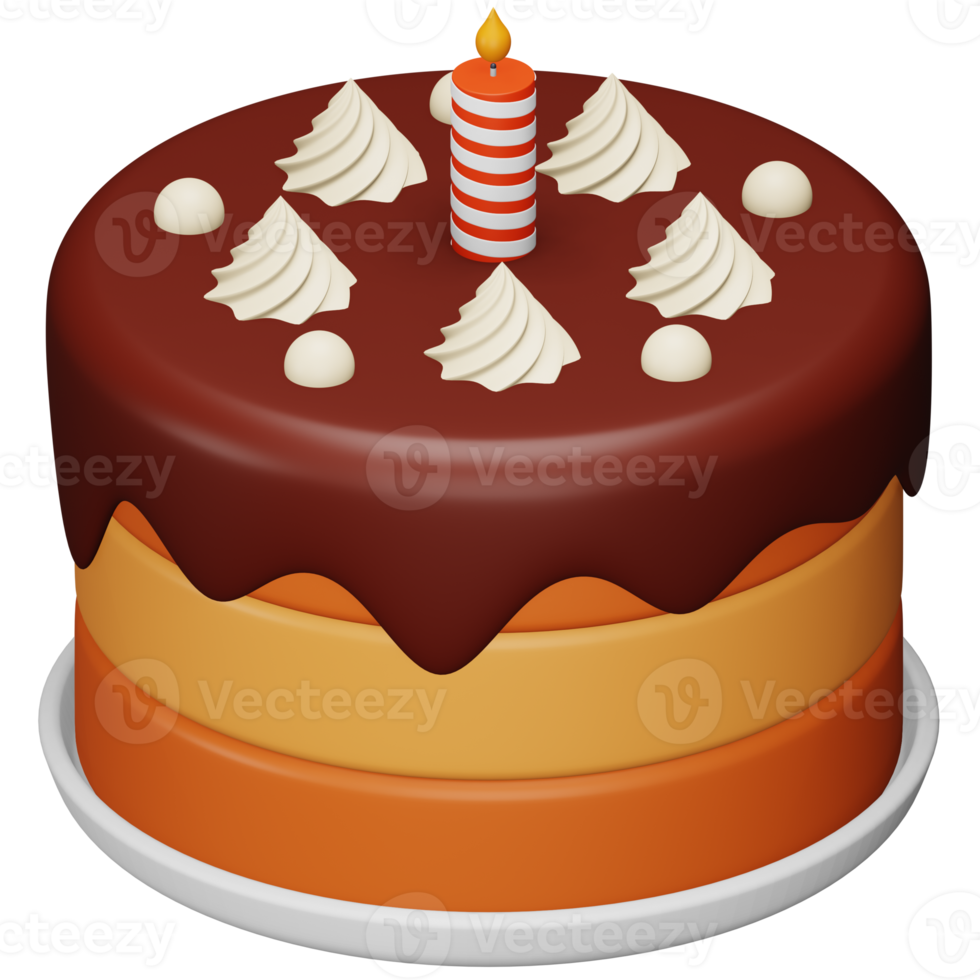 Birthday cake 3d rendering isometric icon. png